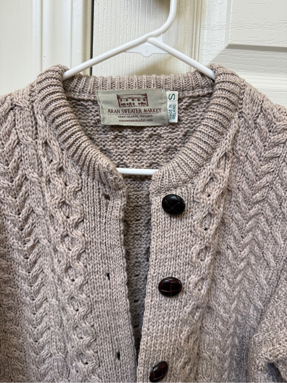 Oatmeal Cable Knit Button-Front Sweater Cardigan - Picture 2 of 5